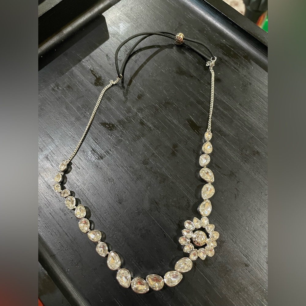 NWOT HENRI BENDEL Elegant Silver Headband with Crystal Accents